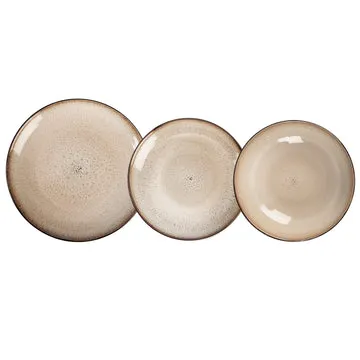 Servizio di piatti in stoneware Reactive Beige 18 pezzi