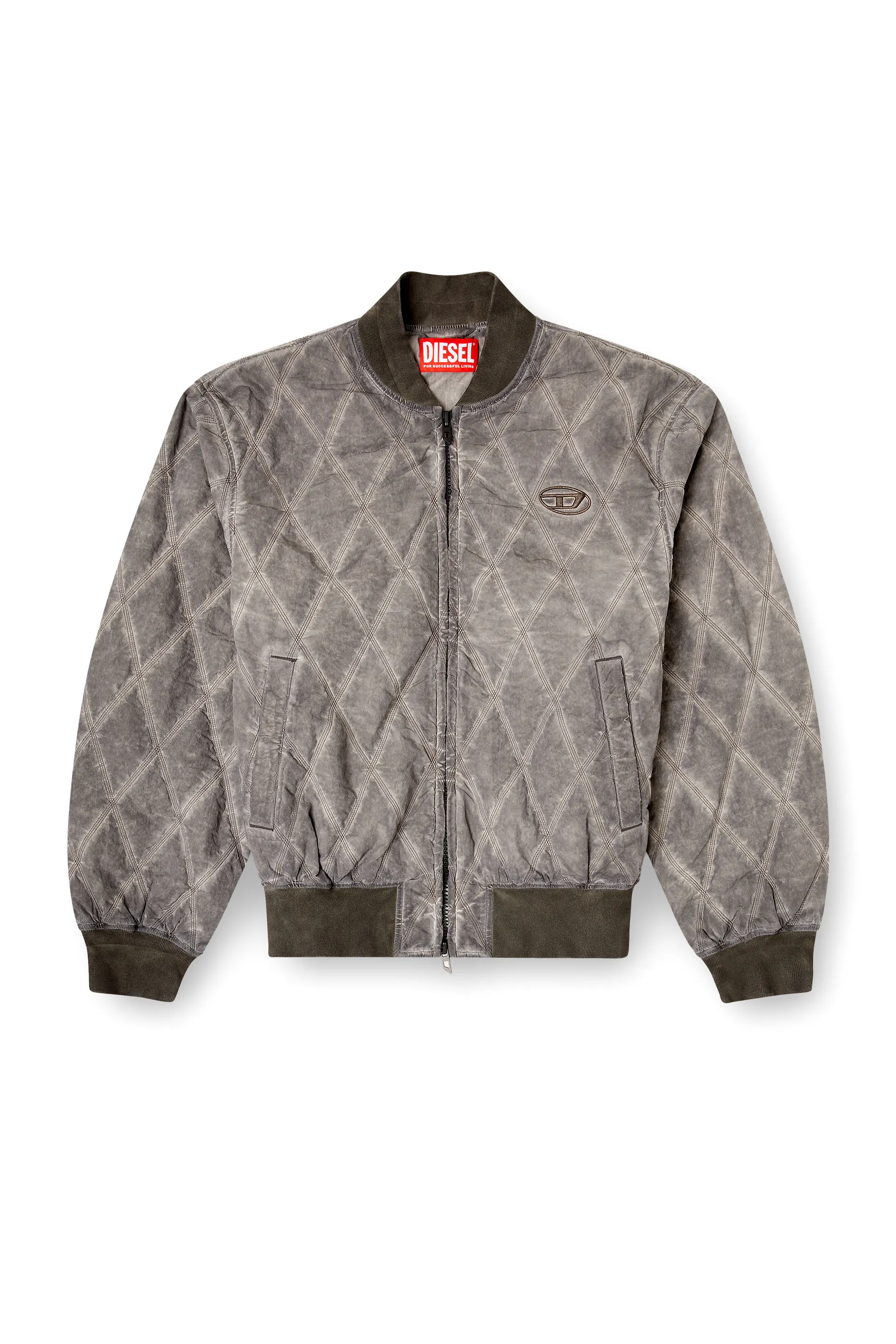 Padded argyle-quilted bomber jacket