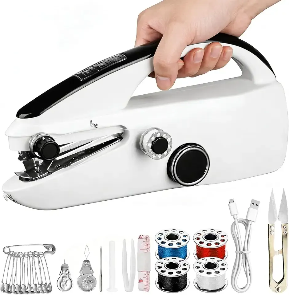Handheld Sewing Machine, Portable Mini Sewing Machine for Beginners Adults | Easy to Use & Quick Home Clothing Repair Tools, Suitable for Sewing Fabrics, Clothes, Curtains, Family Travel, DIY