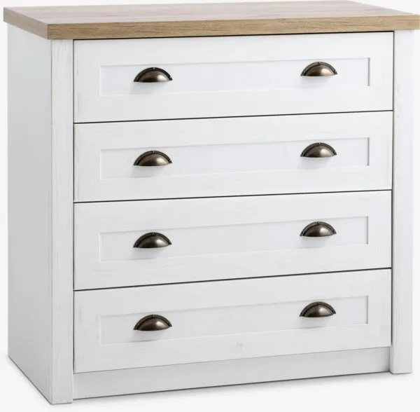 Cassettiera 4 cassetti MARKSKEL bianco/color rovere selv.nat