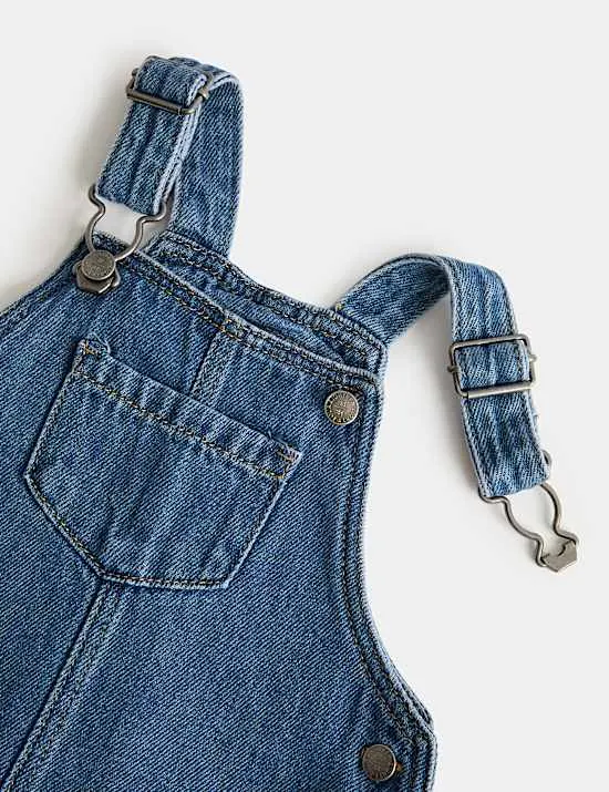 3 Piece Cotton Denim Pinny Outfit with Tights (0-3 Yrs)