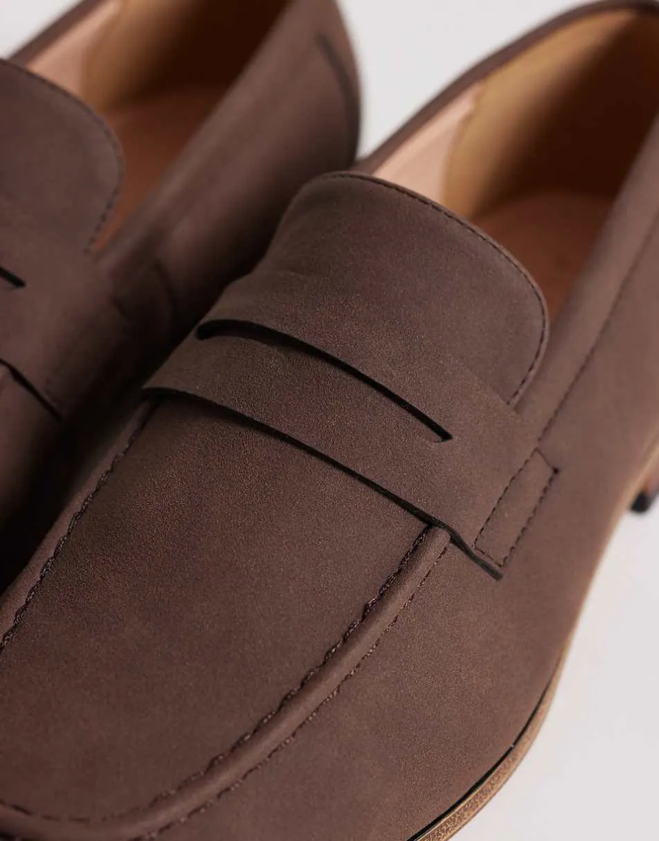 ASOS DESIGN penny loafers in brown