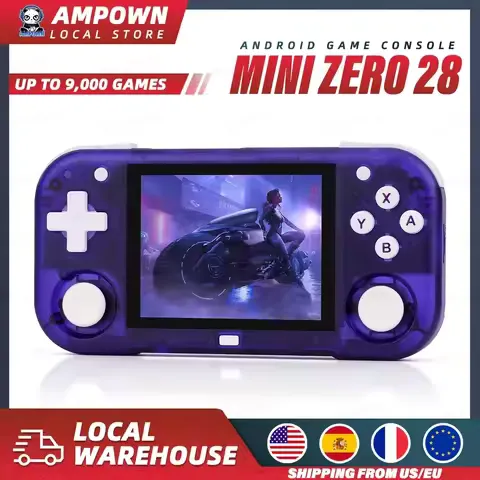 AMPOWN Mini Zero 28 Handheld Game Console 2.8'' IPS Screen AllWinner A133P CPU Android OS Wifi MAGICX ZERO28 Video Player Gifts