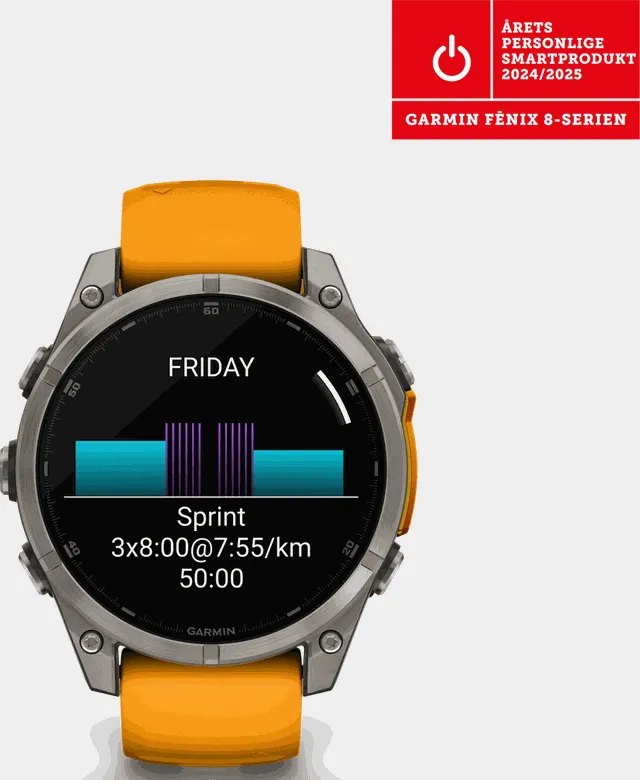 fenix 8 – 47 mm, AMOLED, Sapphire, Titanium, smartklokke - Grå