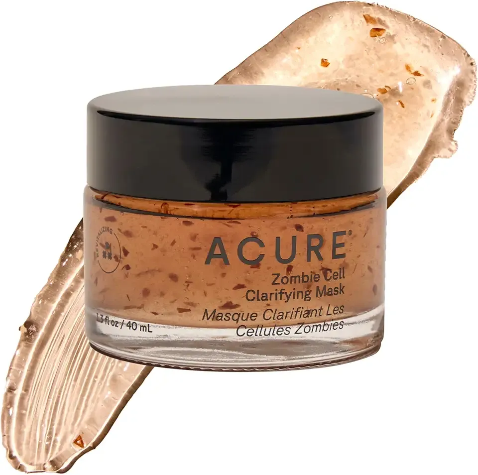 Acure Zombie Cell Clarifying Mask - Detoxifying Face Mask with Niacinamide, Pore Minimizer, Facial Treatment for Dark Spots & Blackheads, Exfoliating Skincare, Sulfate Free - 1.3 fl oz