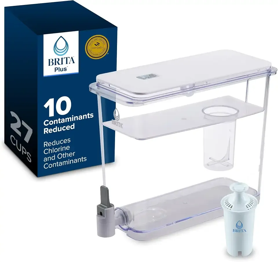 Brita X-Large 27 Cup Water Pitcher Dispenser, Includes 1 Filter, White | WQA and NSF/ANSI Certified, Reduces Chlorine, Copper, Mercury & Cadmium, Lasts 2 Months, Household Essential