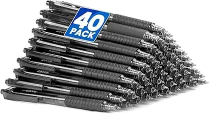 Sooez 40 Pack Bulk Pens Ballpoint, Smooth Writing Pens with Soft Grip, Retractable Black Ink Pens, Medium Point 1.0mm Pen for Journaling, Ballpoint Pen Office Supplies for Nurse, Server, Note Taking Sooez 40 Pack Bulk Pens Ballpoint, Smooth Writing Pen…
