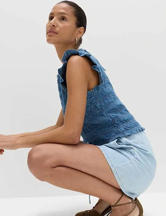 2pk Cotton Rich Pull On Denim Shorts