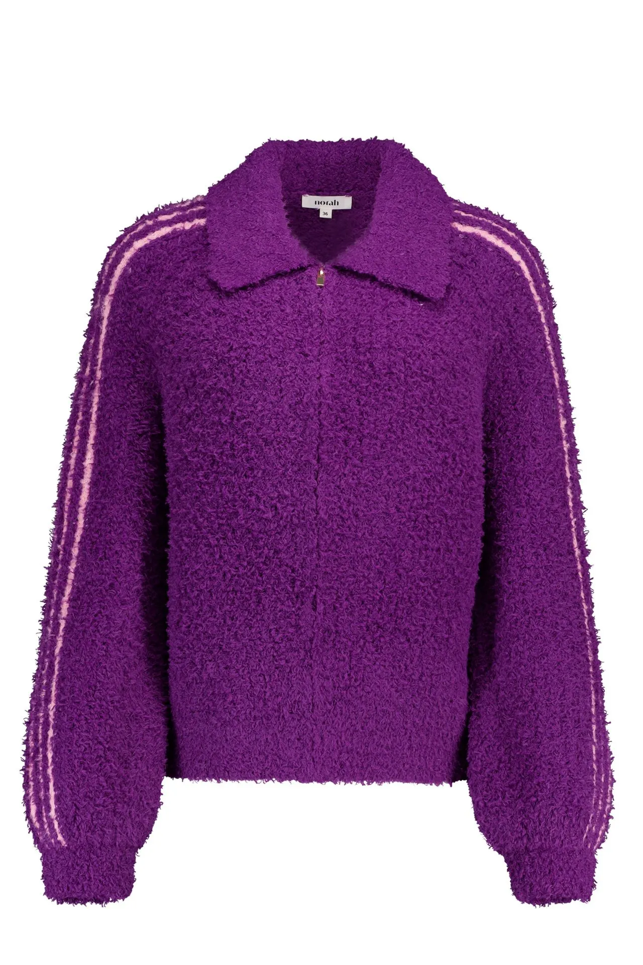 Paarse gebreid vest met kraag