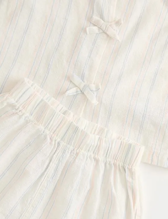 Gestreiftes Outfit (Oberteil und Hose) mit hohem Baumwollanteil (0–5 Jahre)