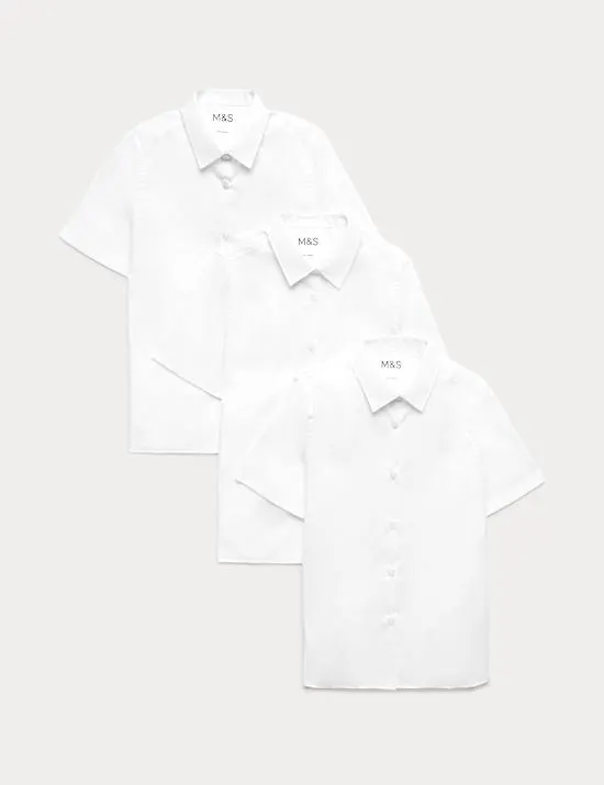 3 Pack Girls' Slim Fit Easy Iron School Shirts (2-16 Yrs)