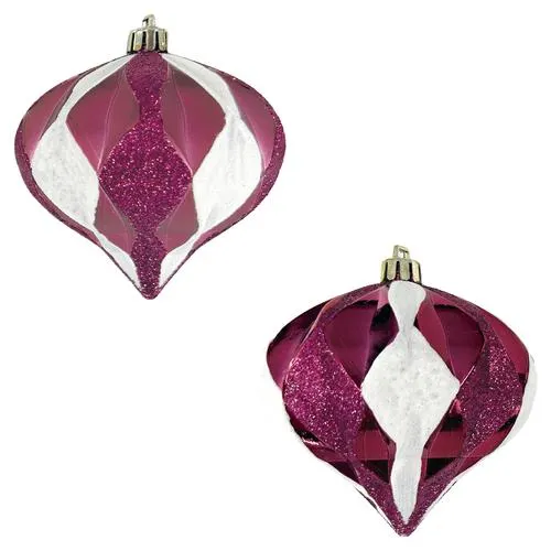 Enchanted Forest® 98mm Magenta Concave Star Shatterproof Ornaments - 2 Pack