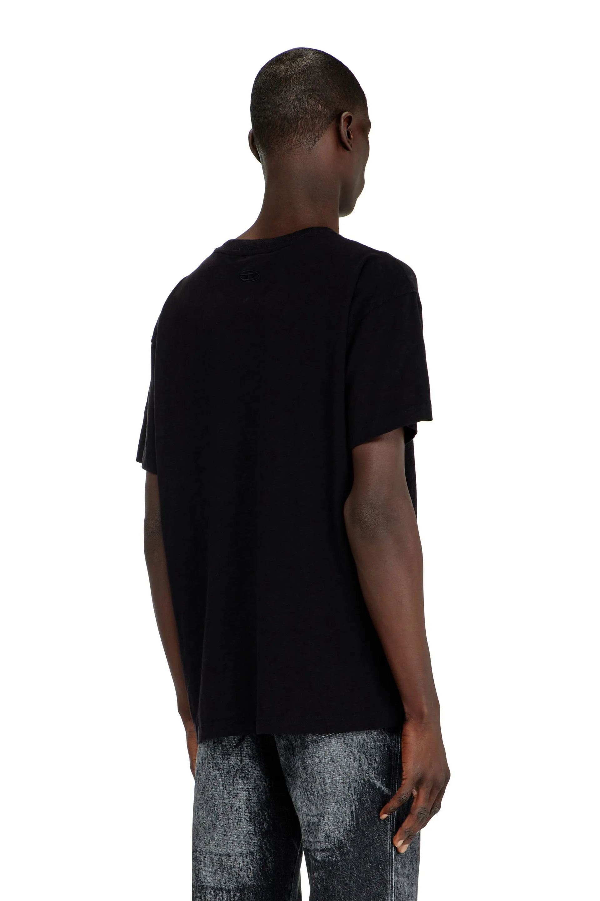 Cotton crew-neck T-shirt with foil print