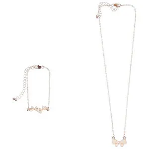 Set collier + bracelet ajustables Papillon pour fille