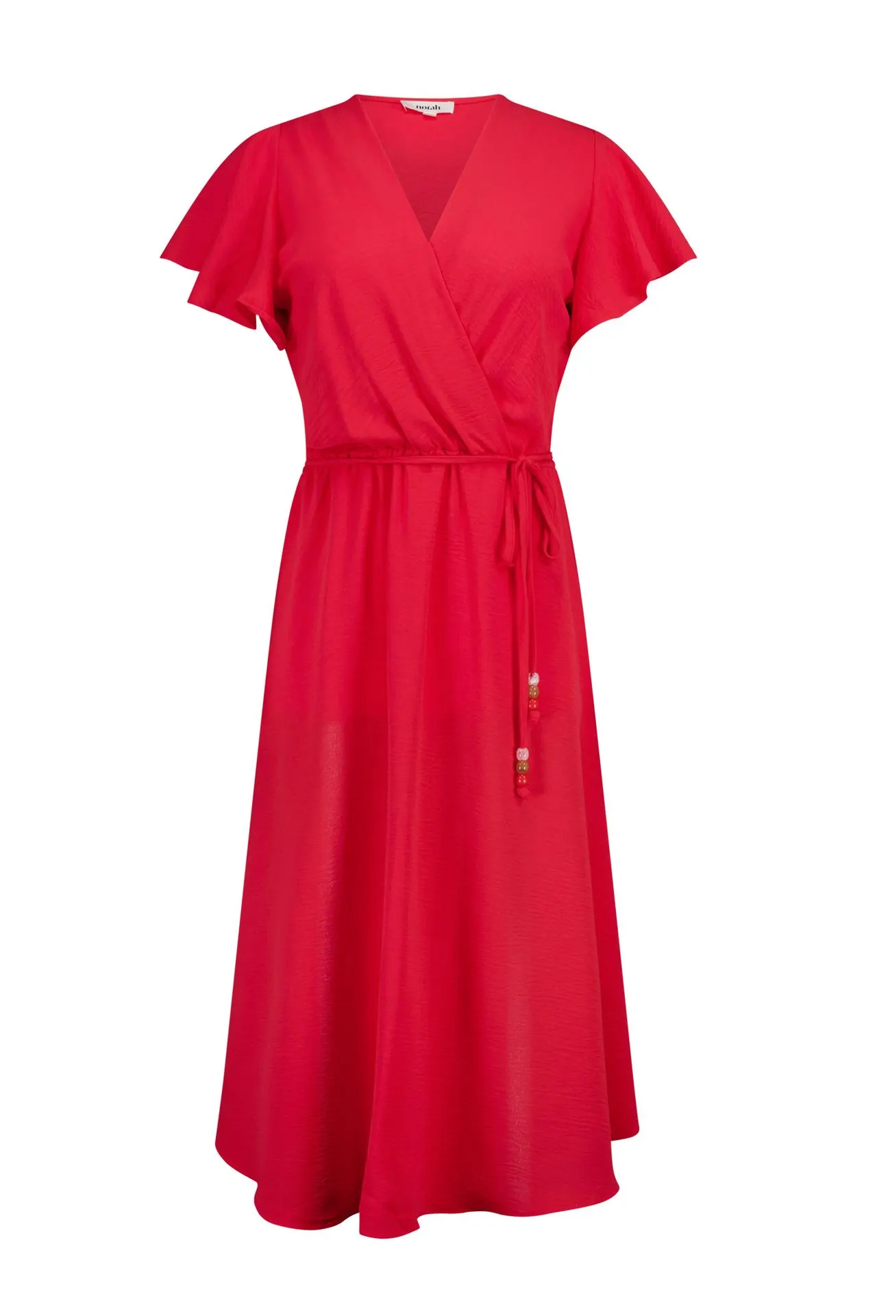 Roze midi jurk met ceintuur