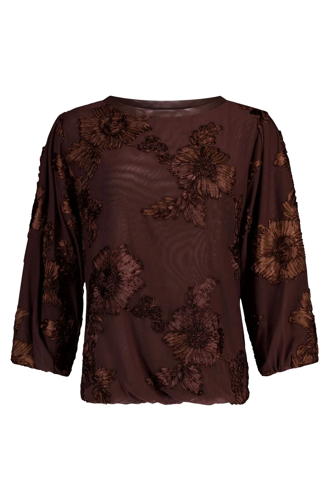 Bruin shirt met bloemen