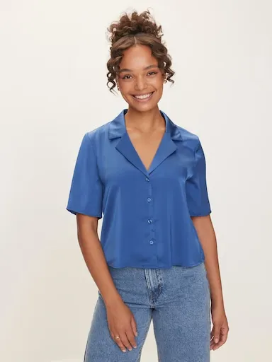 Sabrina Short Sleeve Satin Shirt