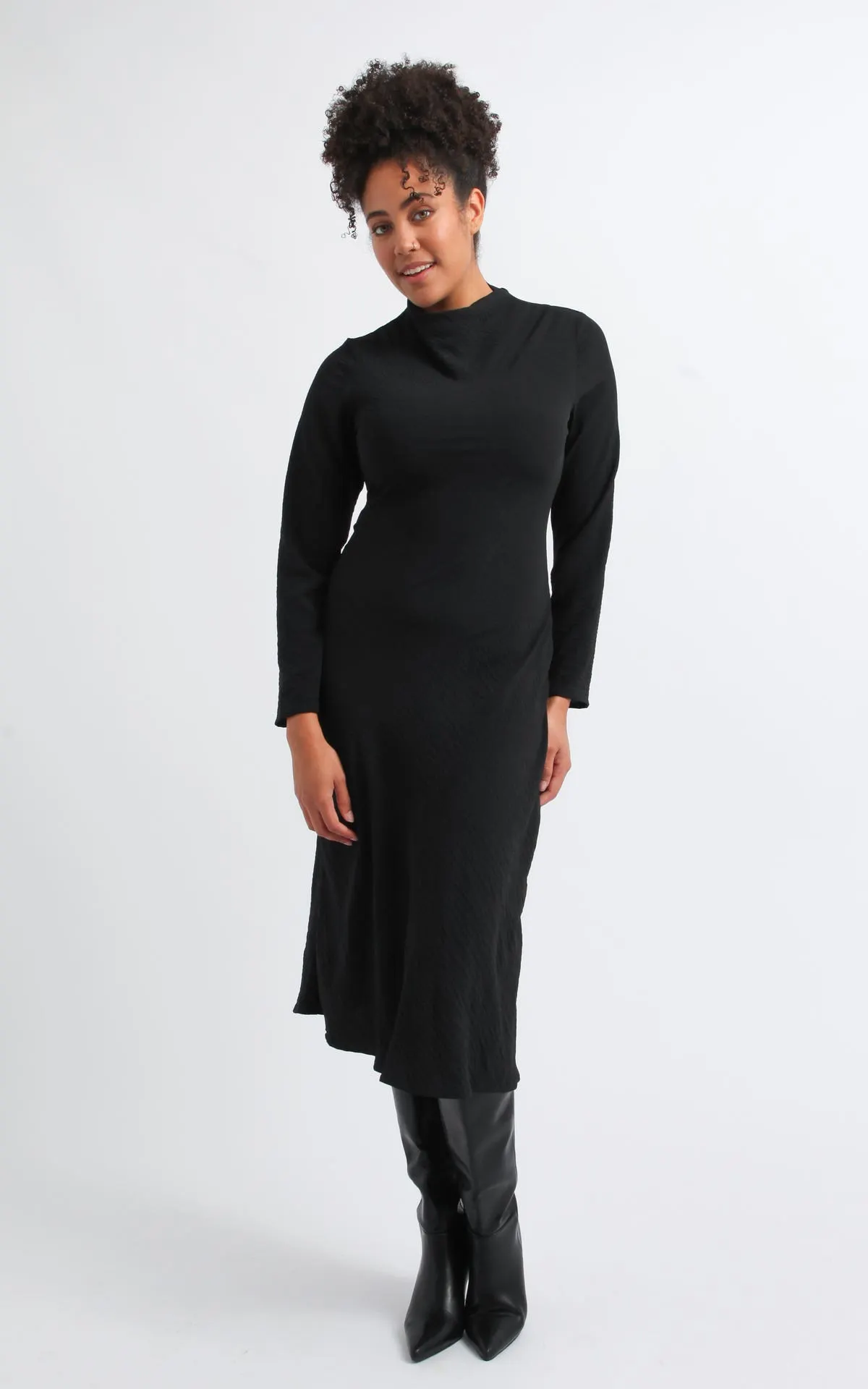 Suiting High Neck LS Dress