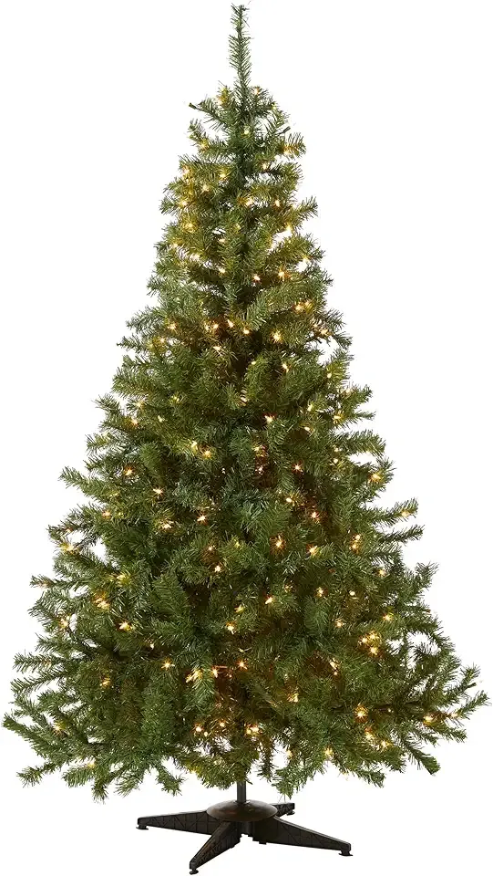 National Tree Company 6 ft Pre-Lit Artificial Christmas Tree, Kincaid Spruce, 400 Clear Lights, 700 Tips, Includes Stand, green