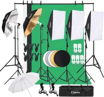 FCH Fotostudio Dauerlicht Softbox Set, Hintergrund Stützsystem,Professionelles Studiosets inkl. Reflektor für Anfänger, Porträts, Produktfotografie