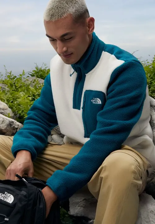 YUMIORI 1/4 ZIP - Fleecegenser - white dune/midnight petrol/mallard blue