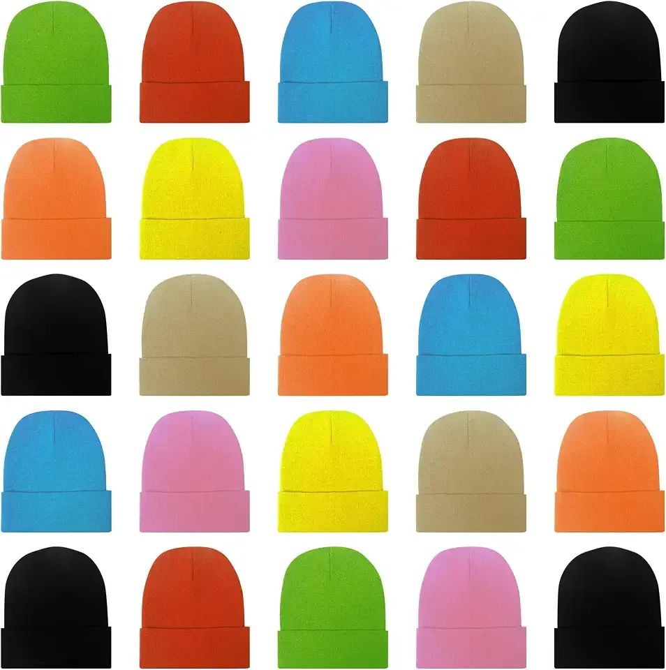 25 Pack Winter Beanie Hats Bulk for Men Women, Wholesale Knit Beanies Cold Weather Skull Caps