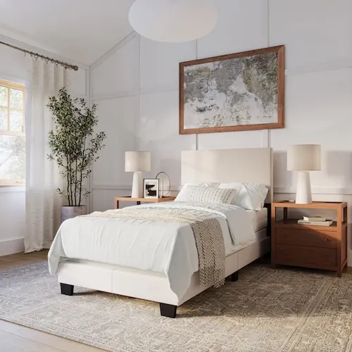 Celeste Twin / Single Modern Beige Upholstered Bed Frame