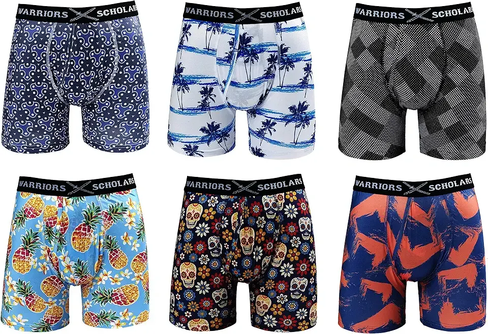 Graphic Boxer Briefs for Men 6 Pack, Moisture Wicking