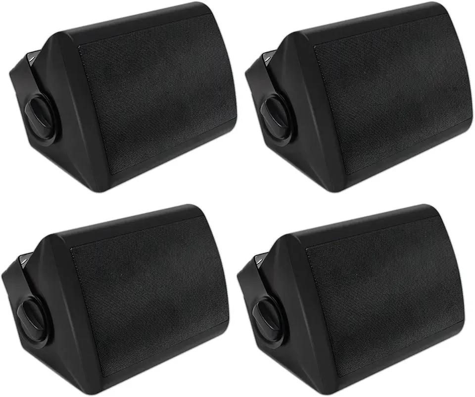 Herdio 5.25 Inches 600 Watts Passive Indoor Outdoor Speakers Wired Waterproof,Wall Mount Speakers with Loud Volume Suitable for Patio,Garden Home Theater,Black (2 Pairs)