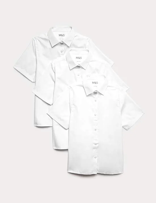 3 Pack Girls' Easy Dressing Easy Iron School Shirts (3-18 Yrs)