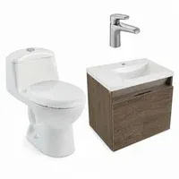 Combo Pontus Vital: Sanitario Smart Redondo Blanco De Una Pieza + Mueble Pontus 60 cm + Lavamanos Pontus + Grifería Cascade Baja Monocontrol Corona