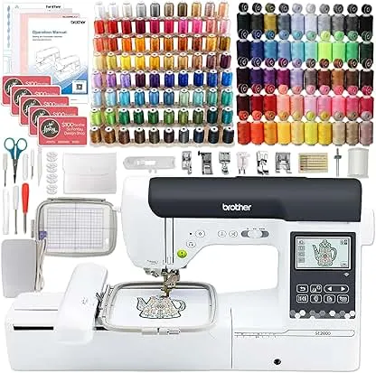 Brother SE2000 5" x 7" Combo Embroidery & Sewing Machine with Deluxe 130 Thread Spools & Accessories Brother SE2000 5" x 7" Combo Embroidery & Sewing Machin…