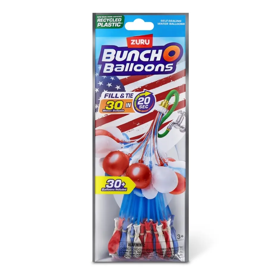 Zuru Bunch O Balloons Series 1 Red, White, and Blue Rapid Fill Water Balloons, 1-pk., 35 Balloons