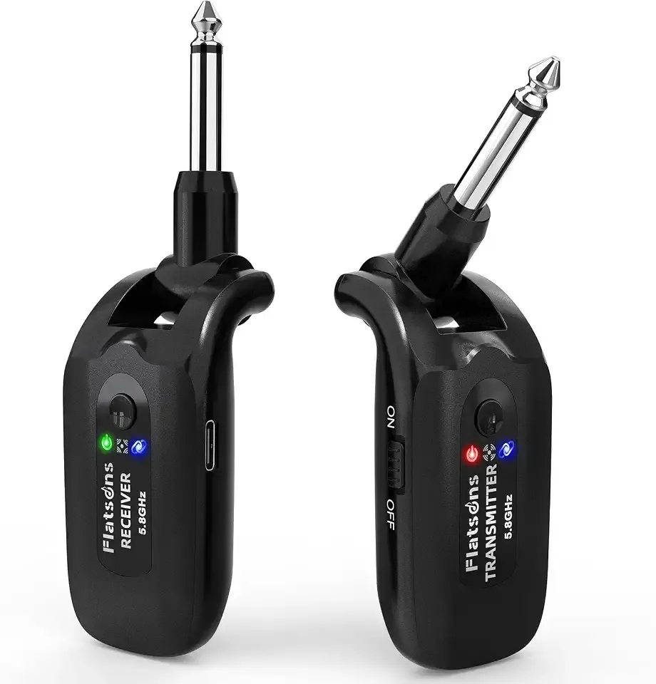 Flatsons 5.8GHz Wireless Guitar System–Low Latency,100ft Range, 6H+ Battery