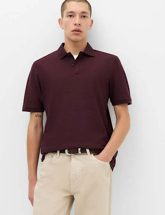 Cotton Rich Striped Short Sleeve Polo Shirt