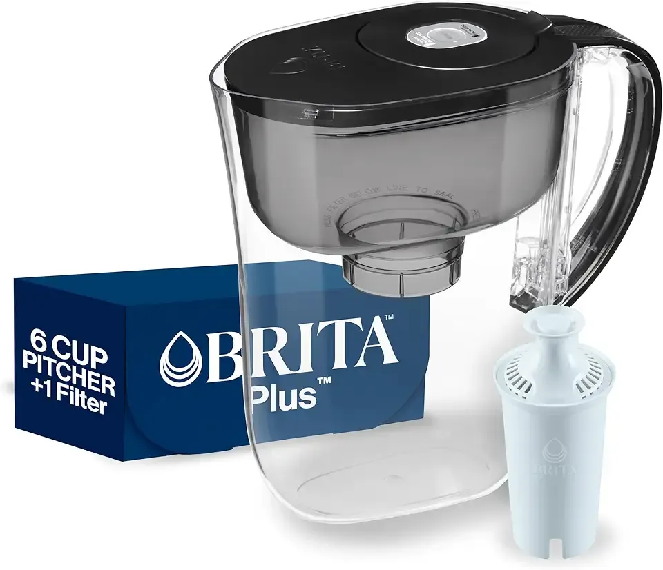 Brita Small 6 Cup Water Filter Pitcher, 1 BritaPlus Filter, Metro, Black (Package May Vary)