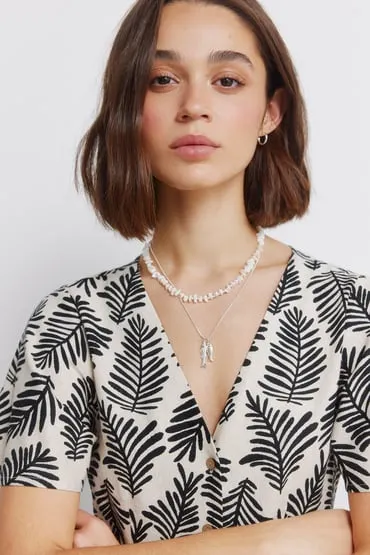 Vestido midi camisero estampado