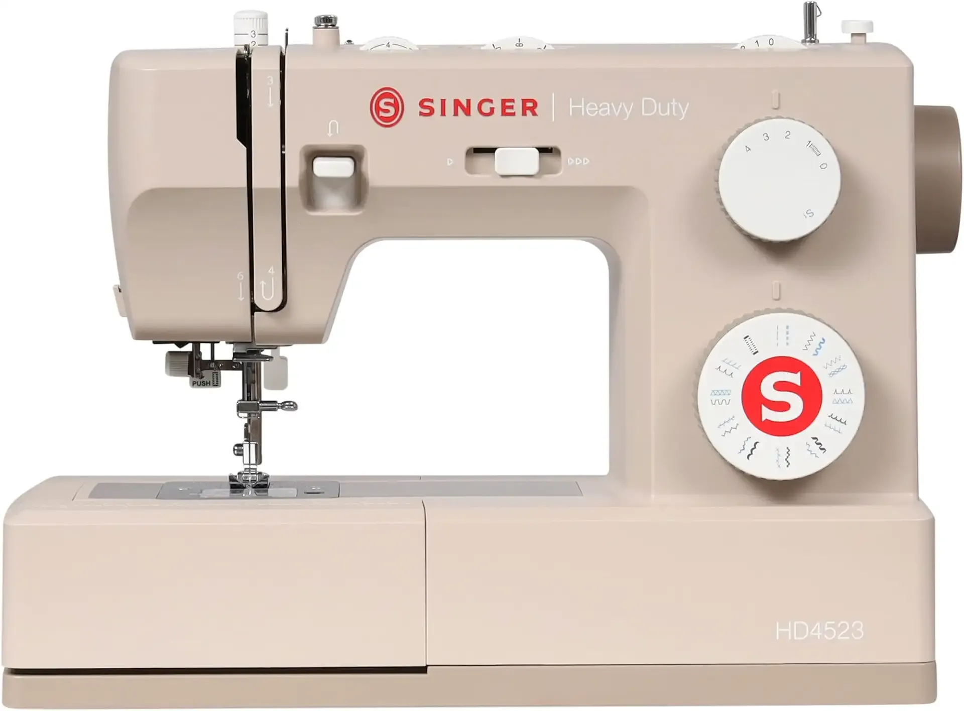 SINGER® Heavy Duty 4523™ Next Evolution Sewing Machine with Accessories | 23 built-in stitches, metal frame, 1-step buttonhole, new DC motor for more power, speed & smoother sewing