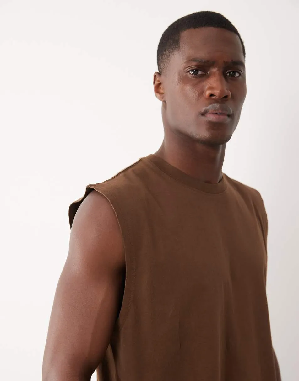 4505 Icon cotton oversized pump training tank with quick dry finish in washed light brown