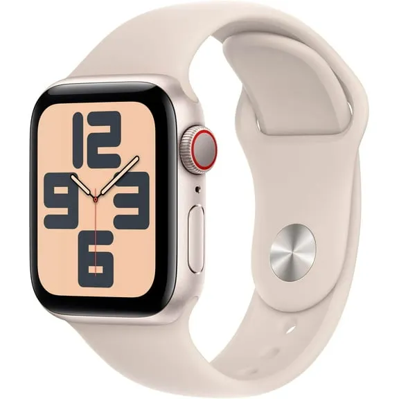 Restored Apple Watch SE (2nd Gen) [GPS 44mm] Smartwatch with Starlight Aluminum Case with Starlight Sport Band - M/L