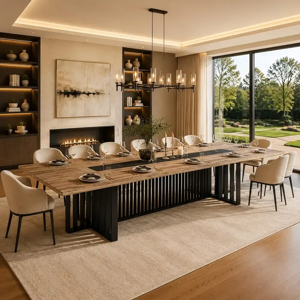 10.5FT Extra Long Dining Table, Modern Wood Table for 10-12 People