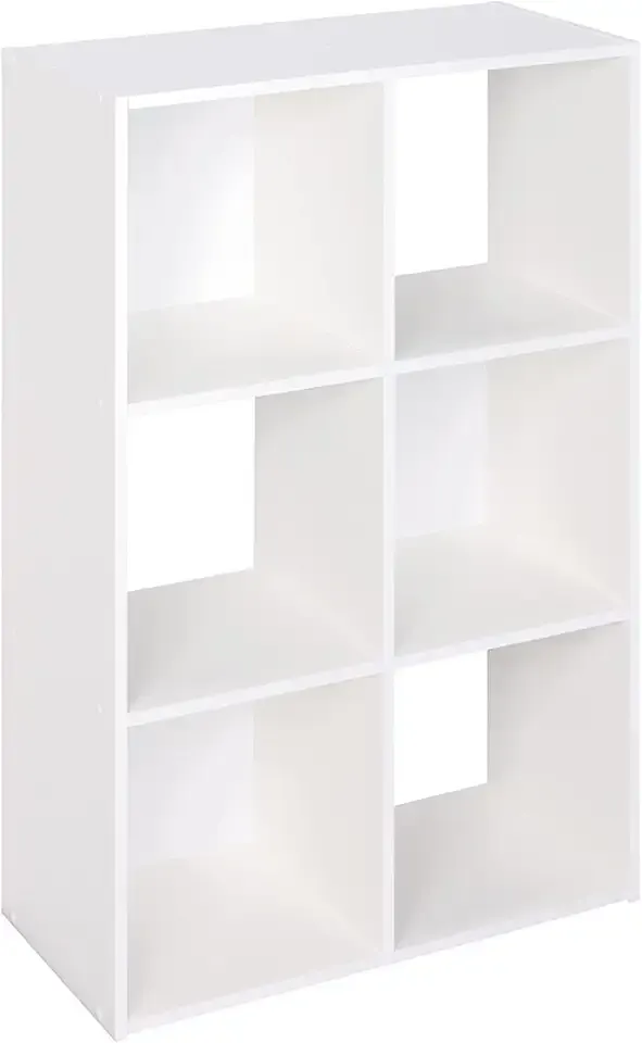 Closetmaid Decorative Home Stackable 6 Cube Cubeicals Organizer Storage Bookcase, with Hardware for Office, Home and Closet, White