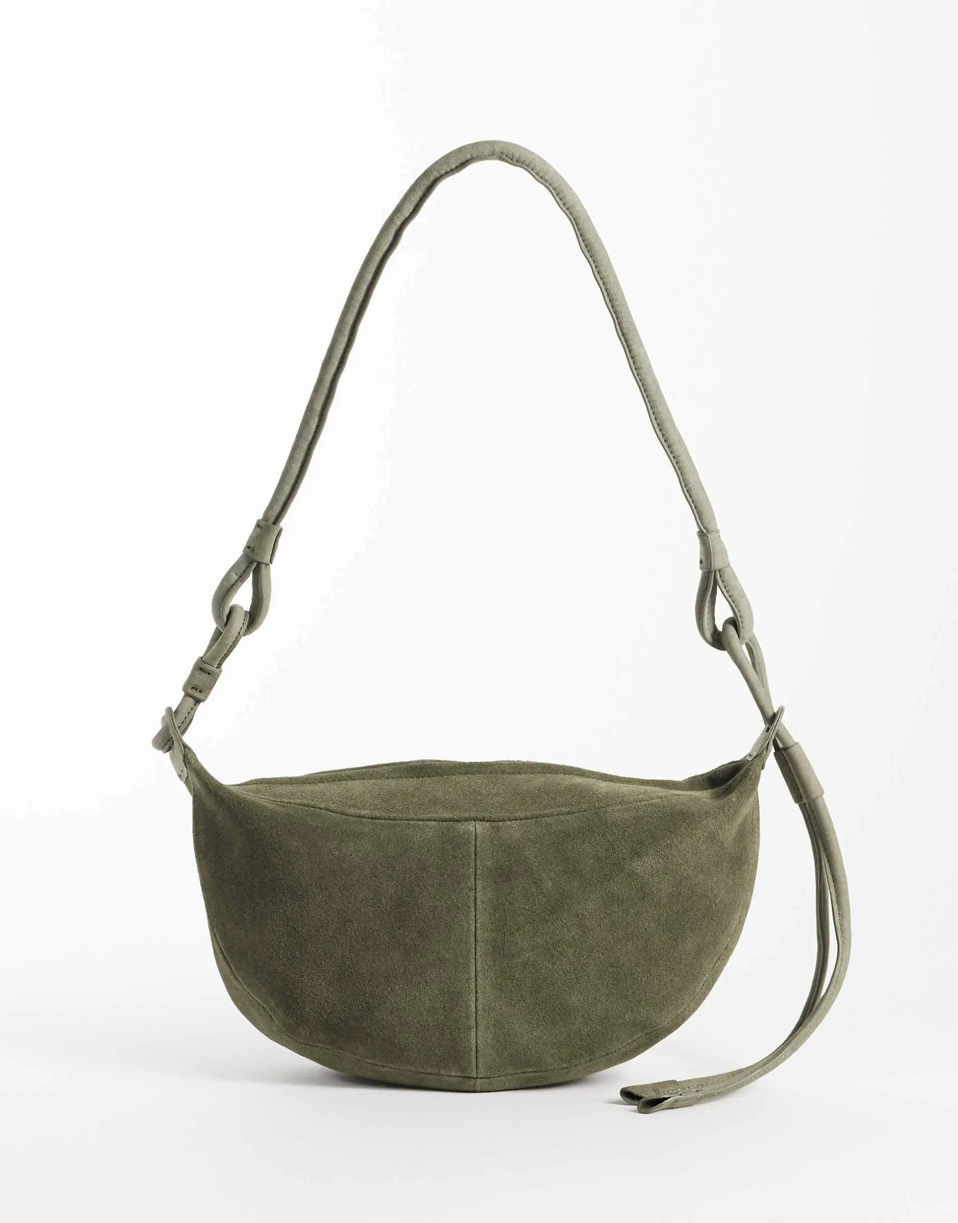 ASOS DESIGN suede sling crossbody bag in khaki