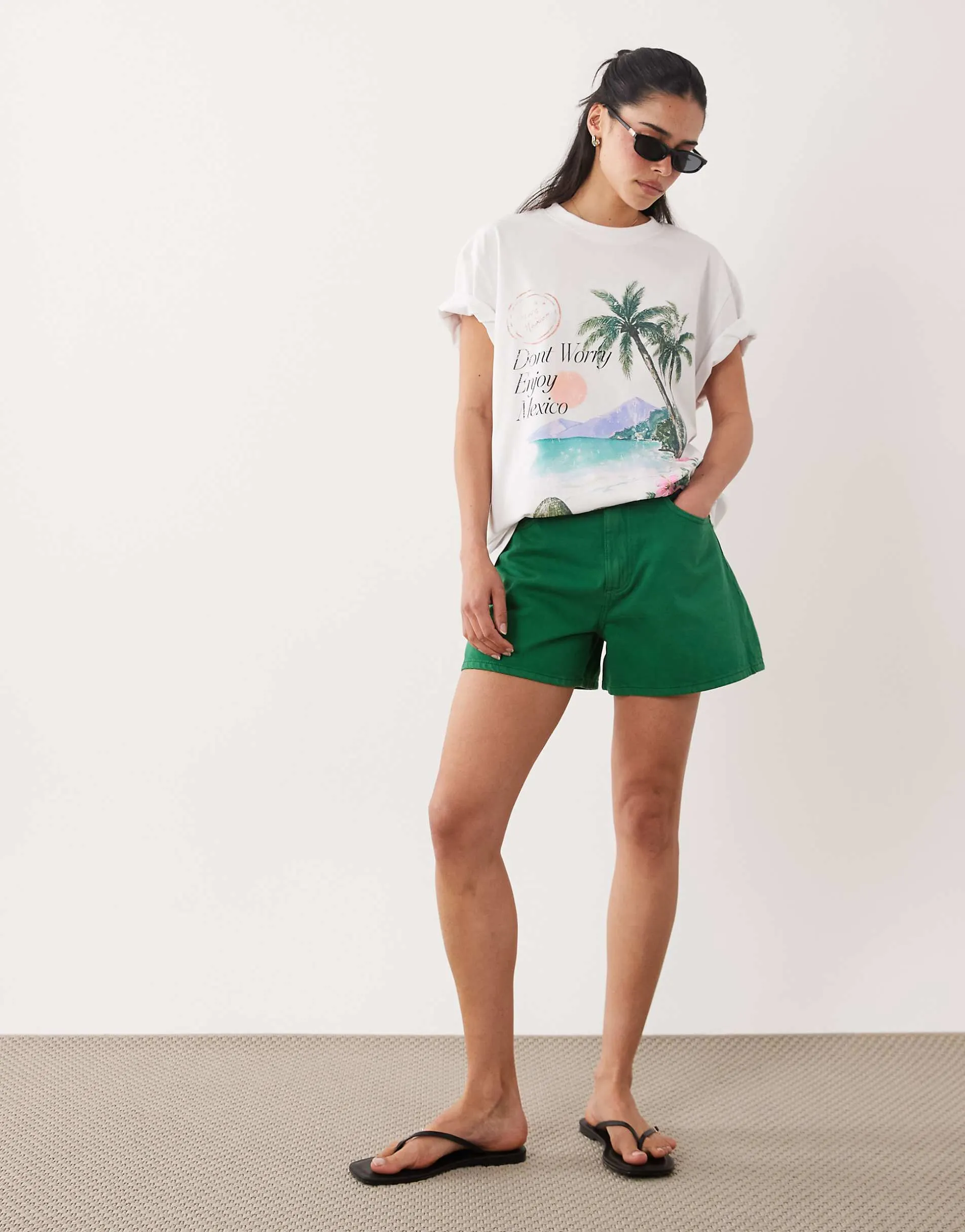 ASOS DESIGN oversized t-shirt with Mexico landscape graphic in white