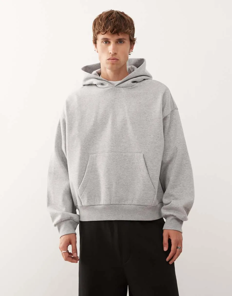Weekday heavyweight jersey oversized boxy fit hoodie in grey melange