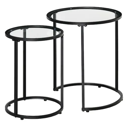 2 Pieces Nesting Side Tables Modern Coffee Tables for Living Room, Black