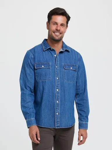 Just Jeans Long Sleeve Denim Utility Overshirt