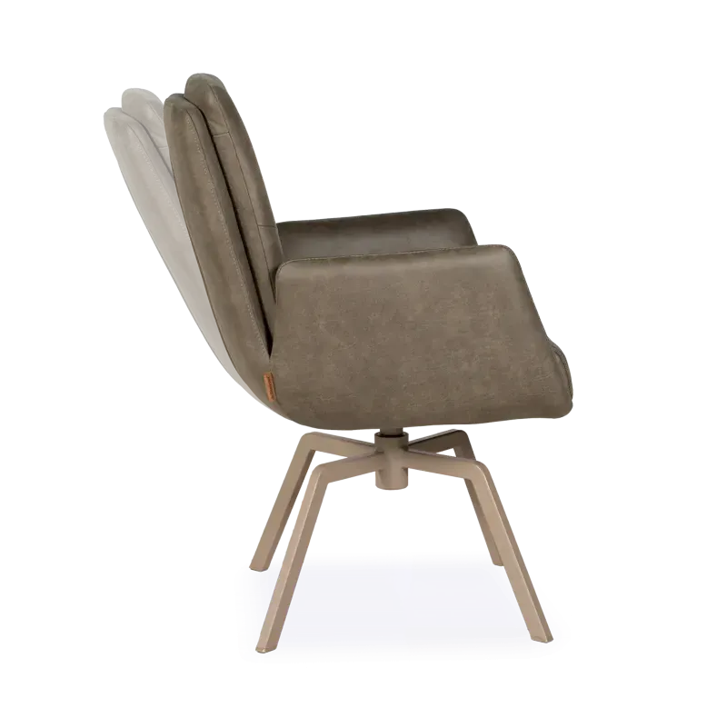Armstoel Iska - draaibaar - flex rugleuning - microleder Oxx Forest - poot H taupe