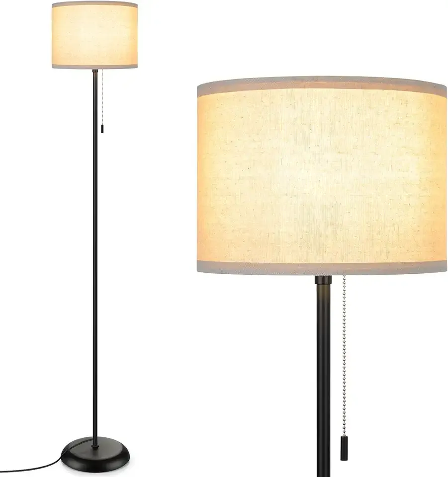 FOLKSMATE Floor Lamp for Living Room, LED Modern Simple Standing Lamps, Tall Lamp for Bedroom, Kid, Office, Reading Room Black Pole Light Without Bulb