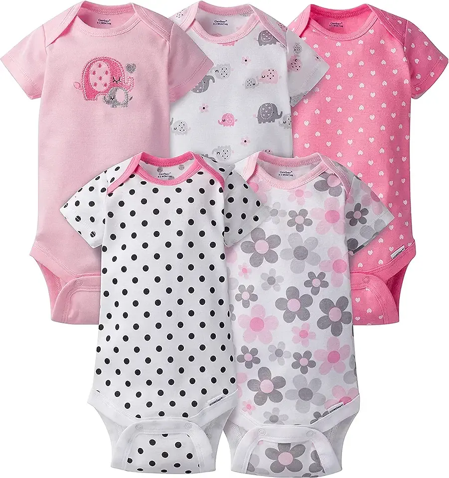 Baby Girls 5-Pack Short Sleeve Variety Onesies Bodysuits